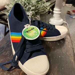 Gola Navy Sneakers with Rainbow Stripes NWT